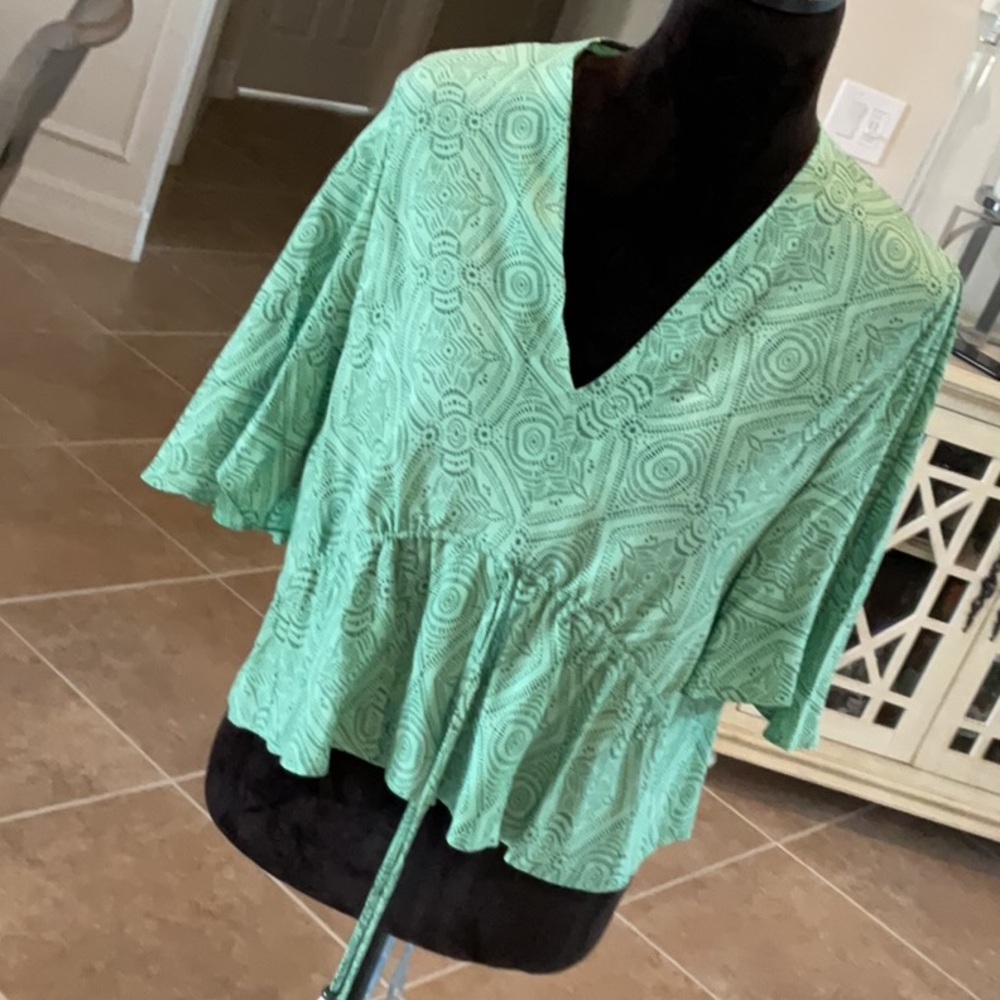 MAJE Limaro top, drawstring front, v neck, size 3 (L), NWT